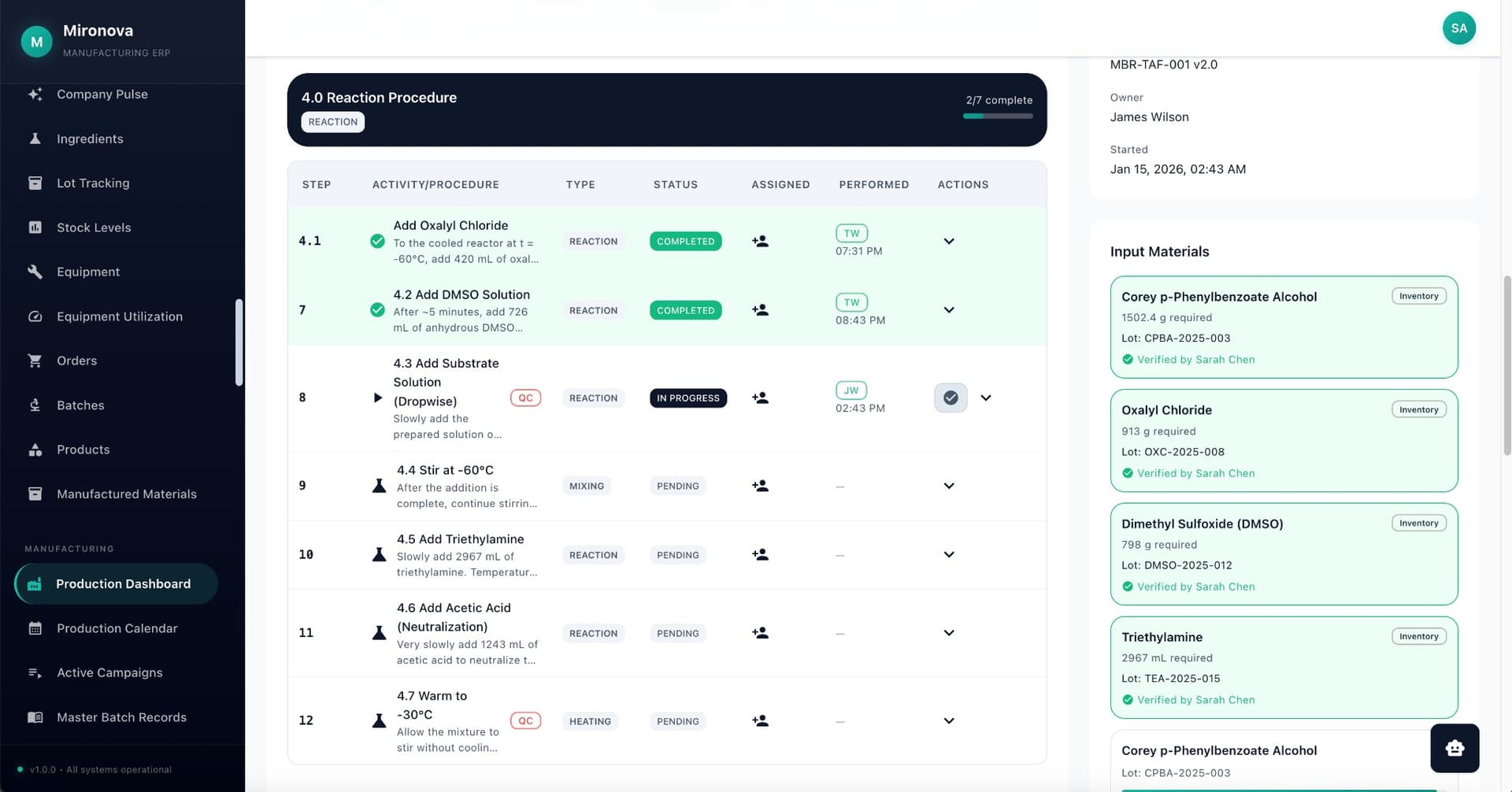 Electronic Batch Records Screenshot