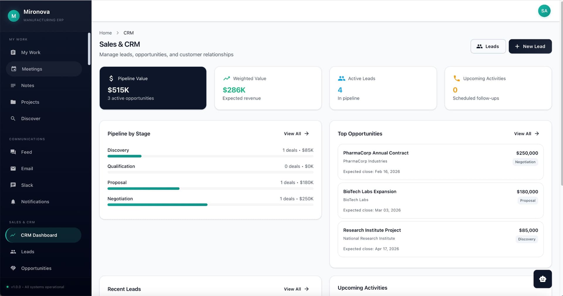Sales & CRM Screenshot